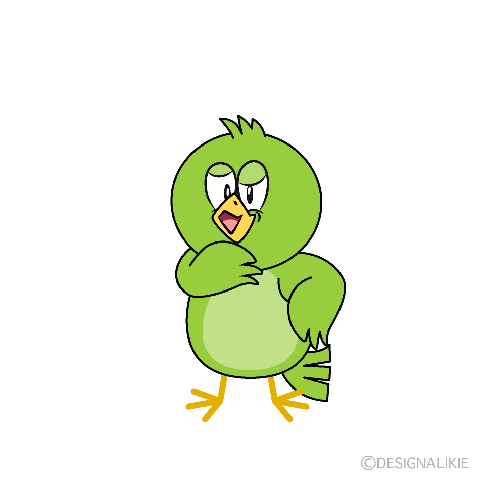 Grinning Green Bird Cartoon Character Image