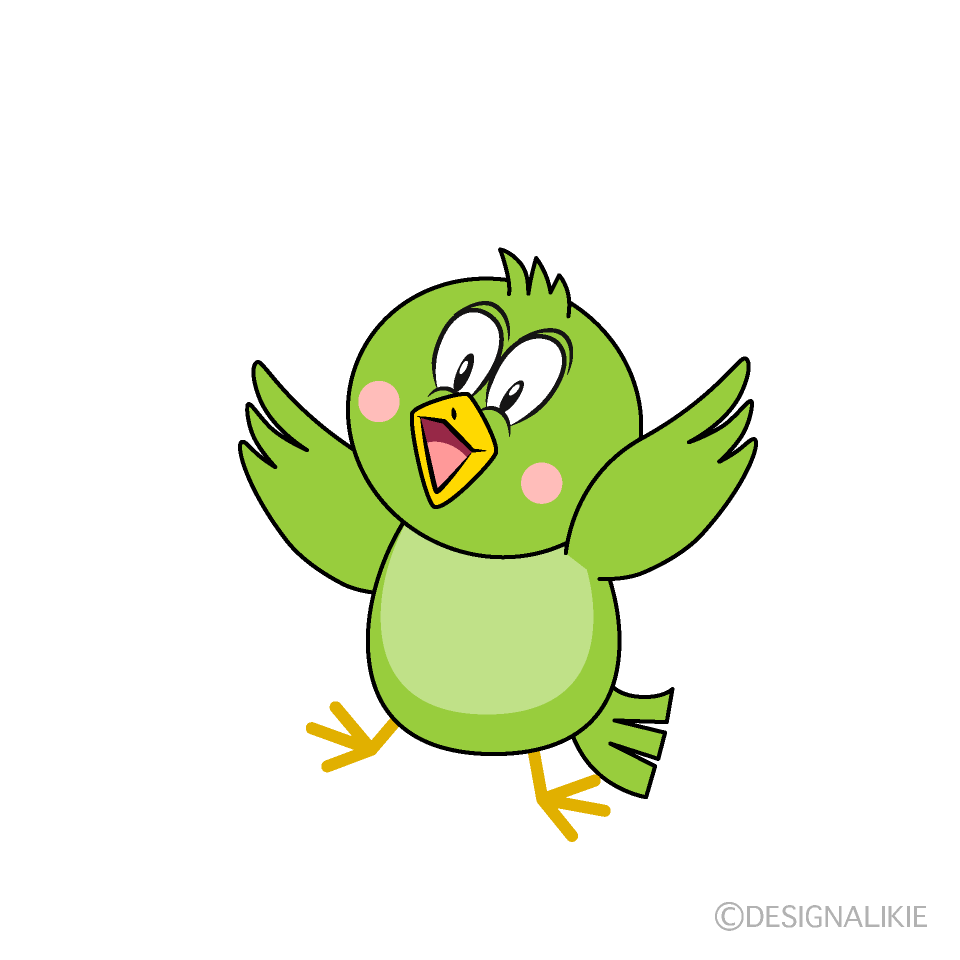 Surprising Green Bird Cartoon Character Image