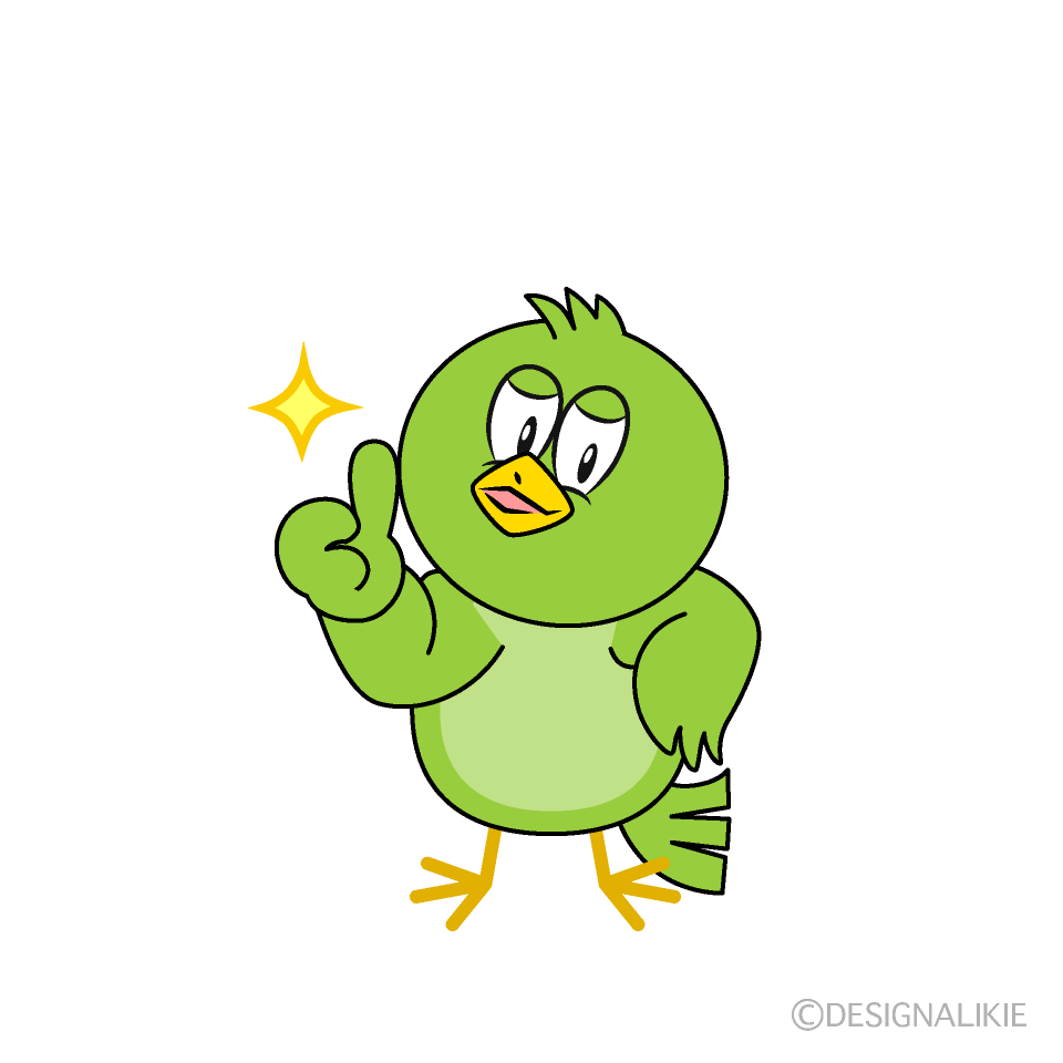 Thumbs up Green Bird Cartoon Character Image