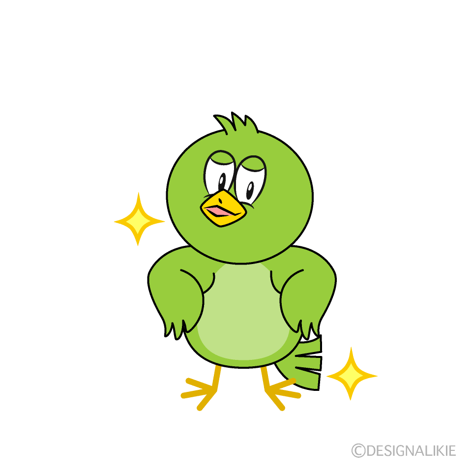 Glitter Green Bird Cartoon Character Image