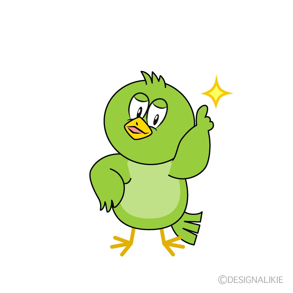 Posing Green Bird Cartoon Character Image