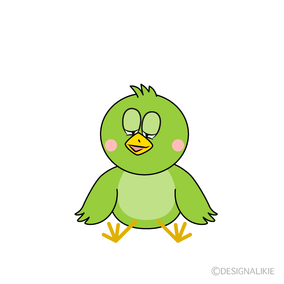 Relaxing Green Bird Cartoon Character Image