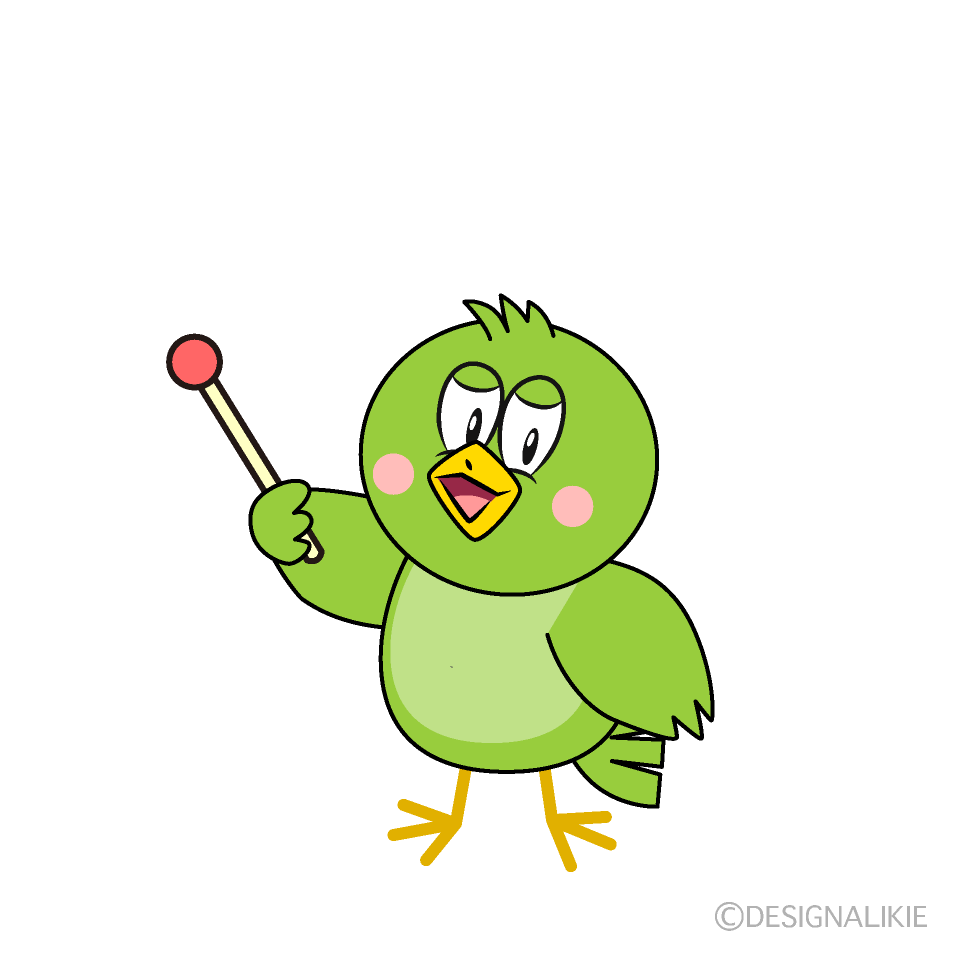 Speaking Green Bird Cartoon Character Image