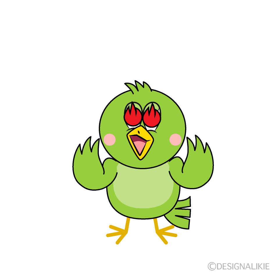 Enthusiasm Green Bird Cartoon Character Image