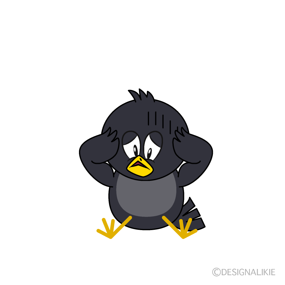 Depressed Crow Cartoon Character Image