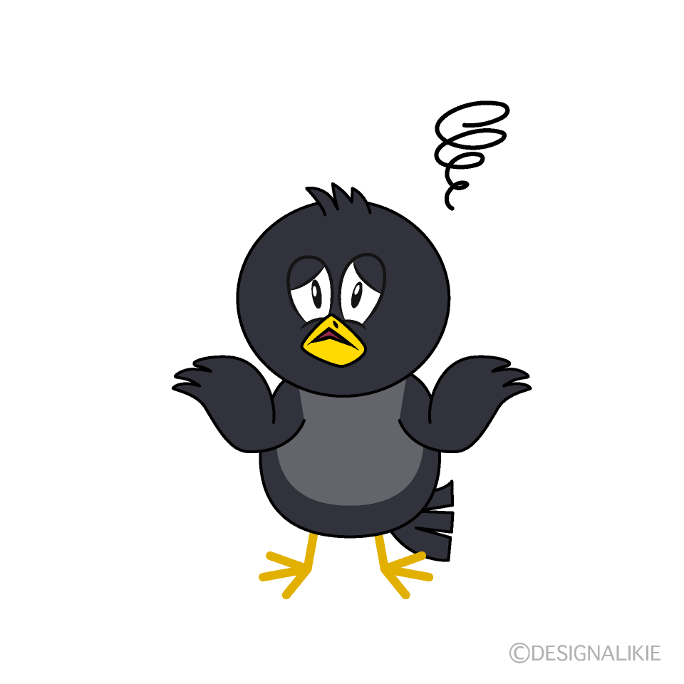 Troubled Crow Cartoon Character Image