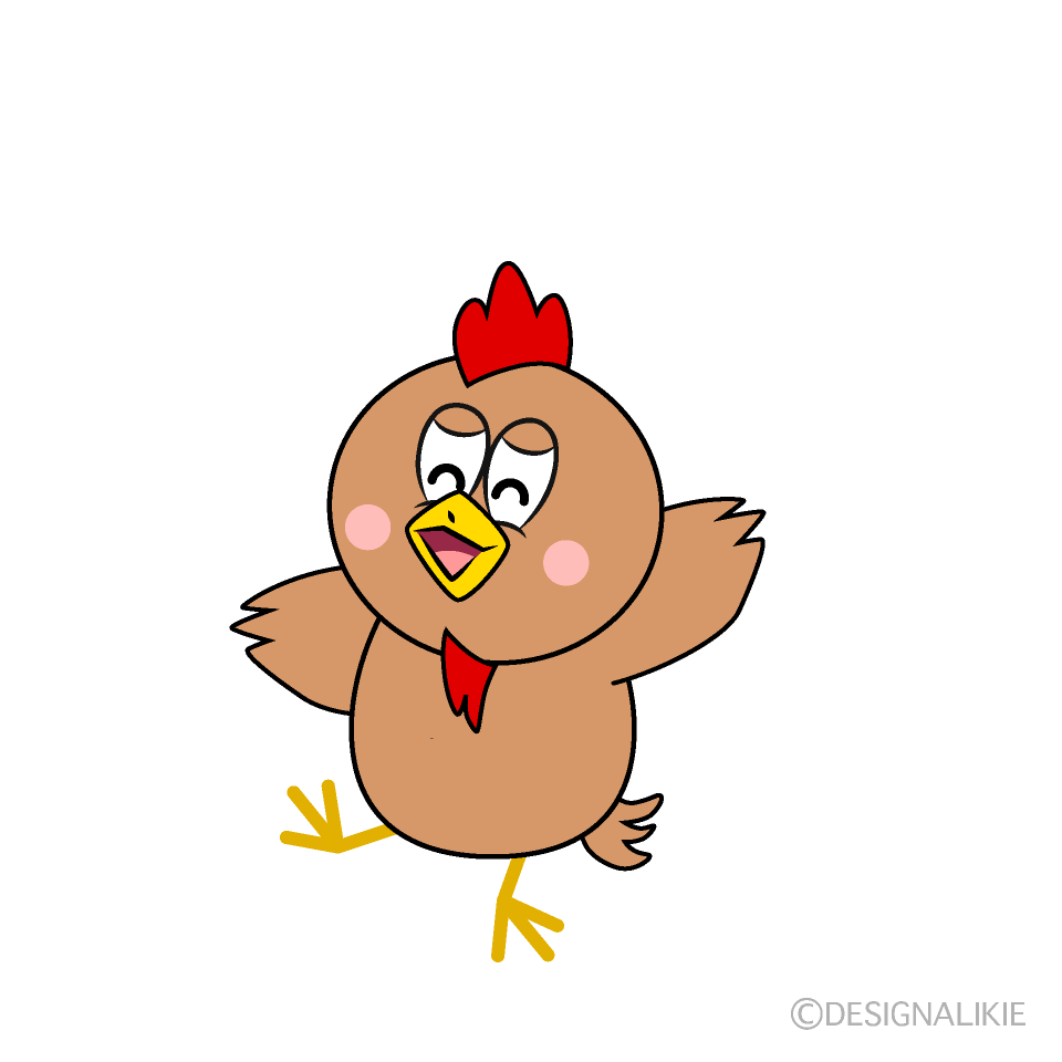 Smiling Brown Chicken Cartoon Character Image