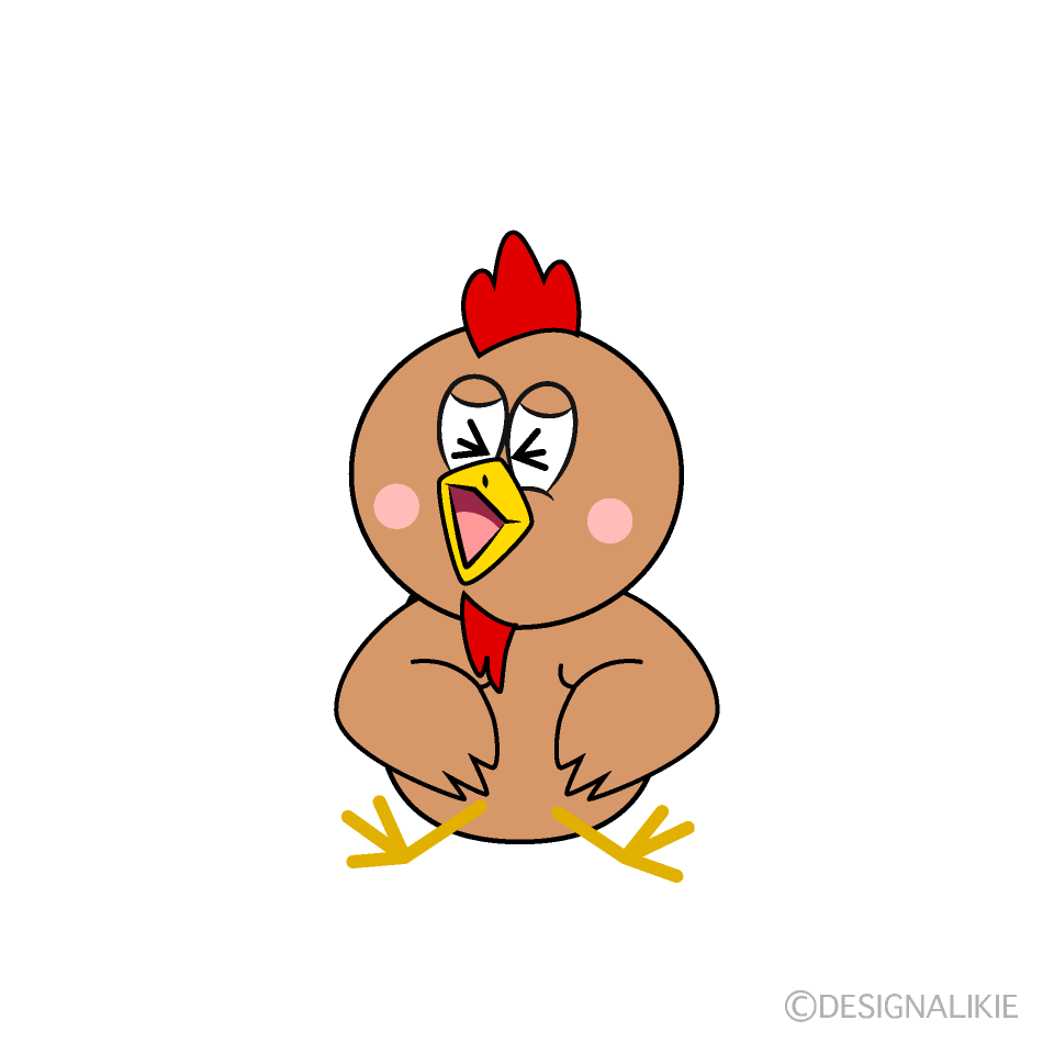 Laughing Brown Chicken Cartoon Character Image