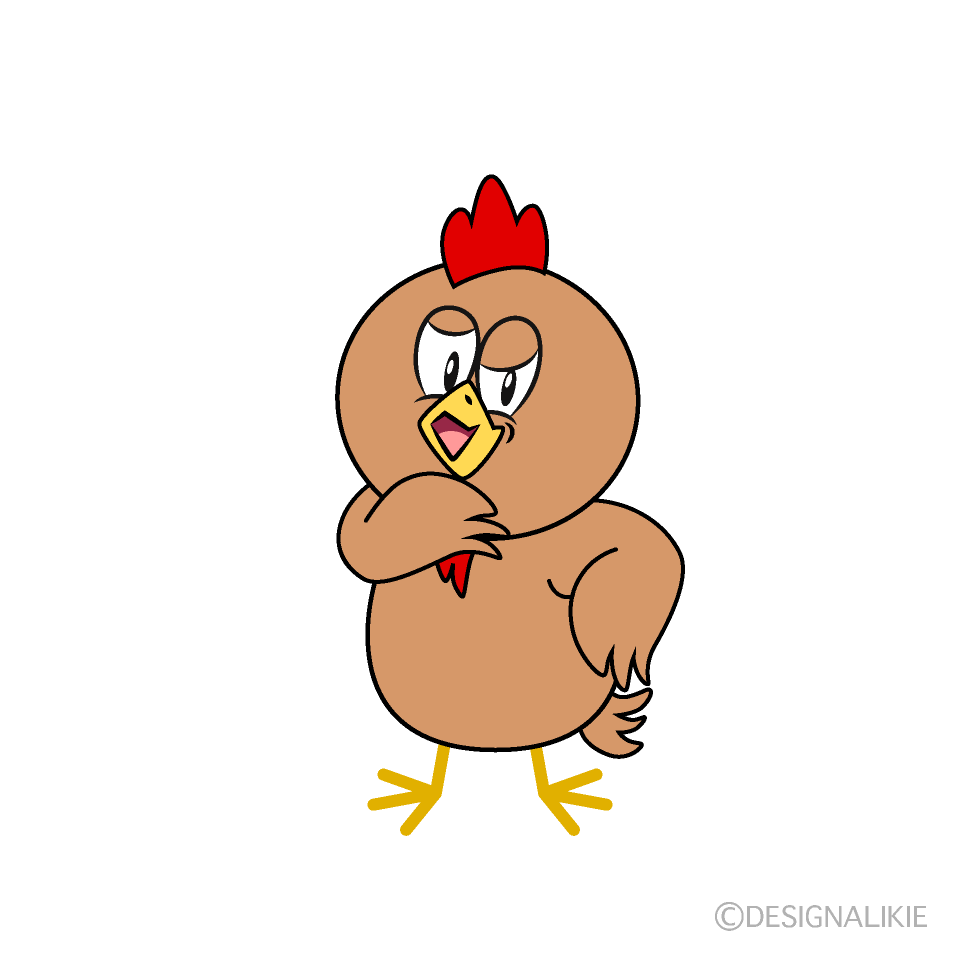 Grinning Brown Chicken Cartoon Character Image