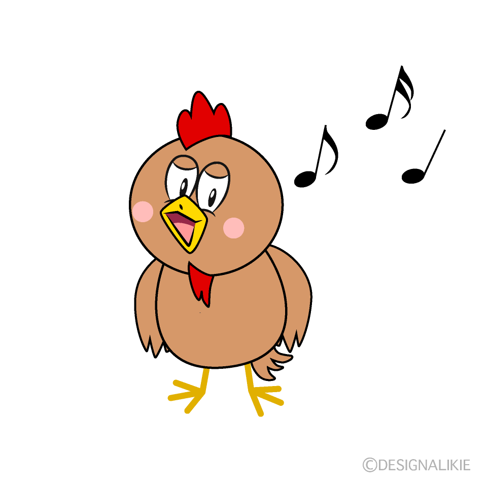 Singing Brown Chicken Cartoon Character Image