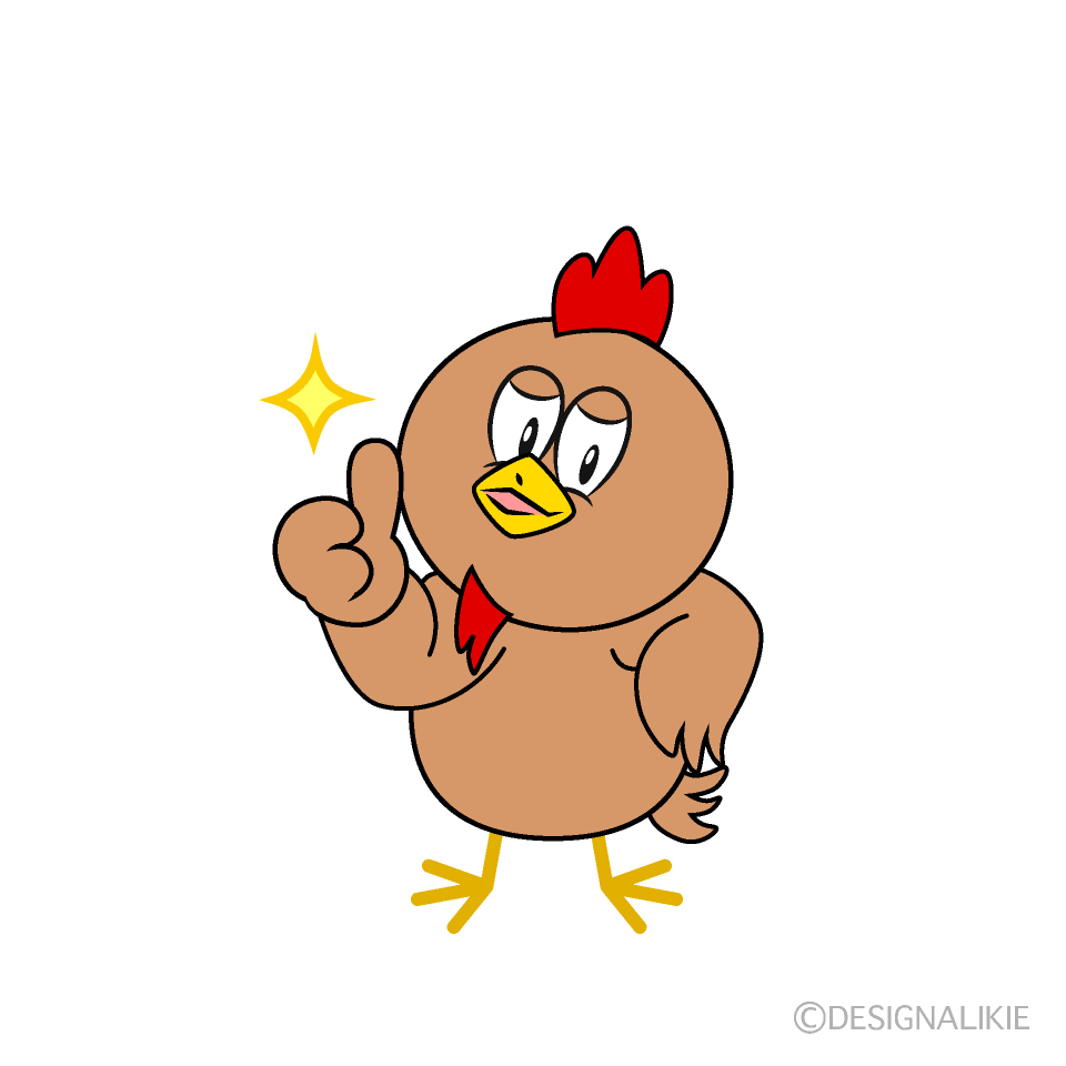 Thumbs up Brown Chicken Cartoon Character Image