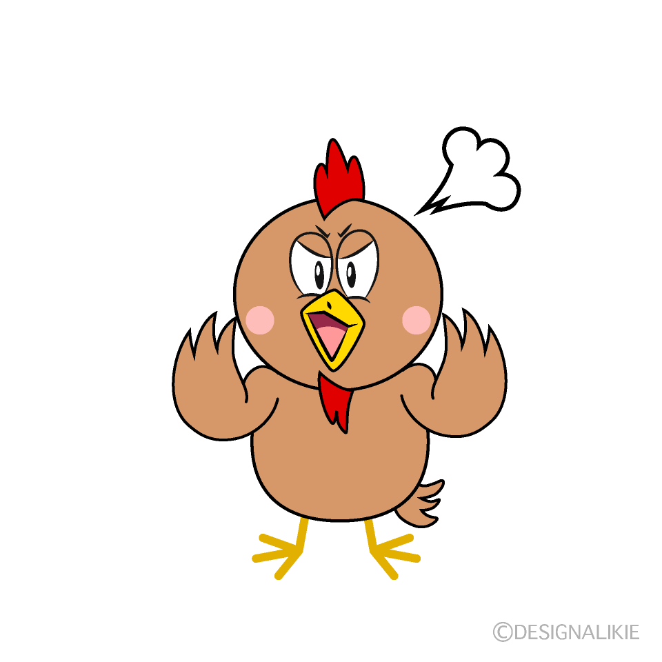 Angry Brown Chicken Cartoon Character Image