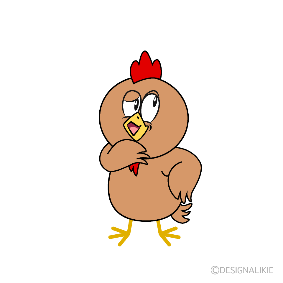 Thinking Brown Chicken Cartoon Character Image