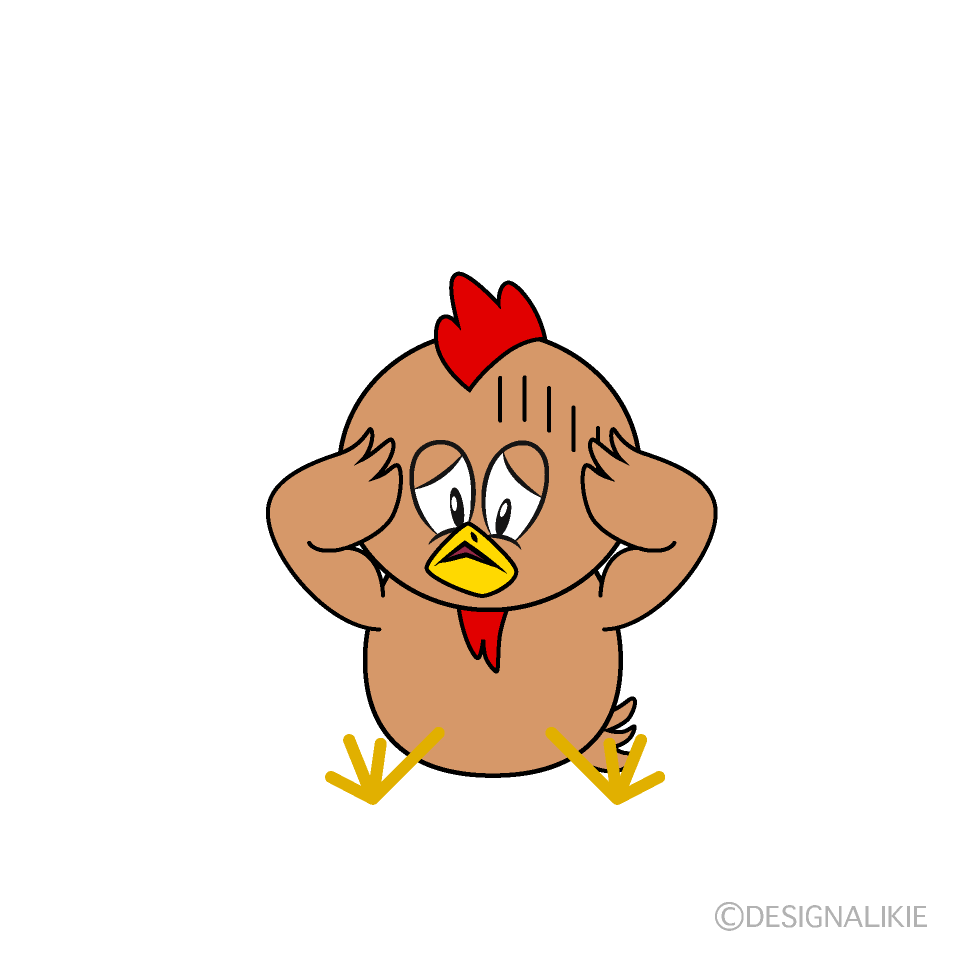 Depressed Brown Chicken Cartoon Character Image