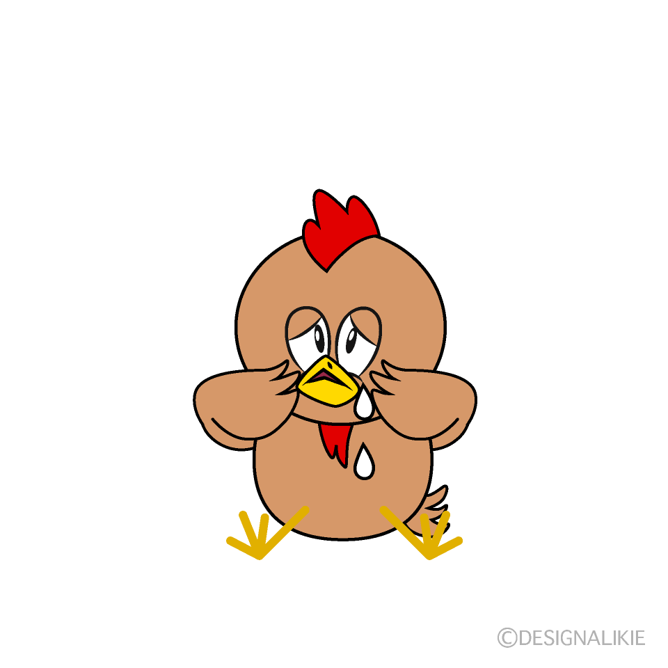 Sad Brown Chicken Cartoon Character Image