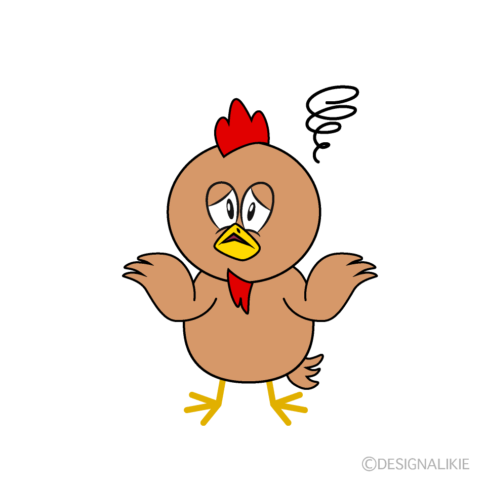 Troubled Brown Chicken Cartoon Character Image