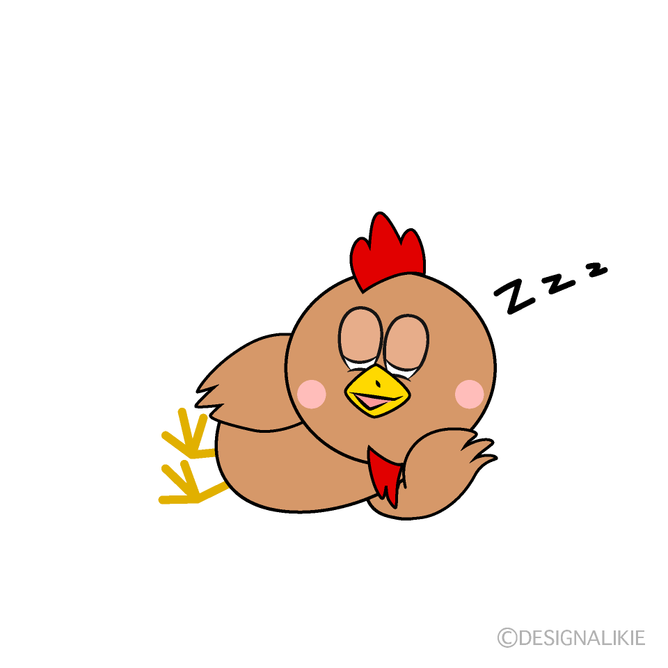 Sleeping Brown Chicken Cartoon Character Image