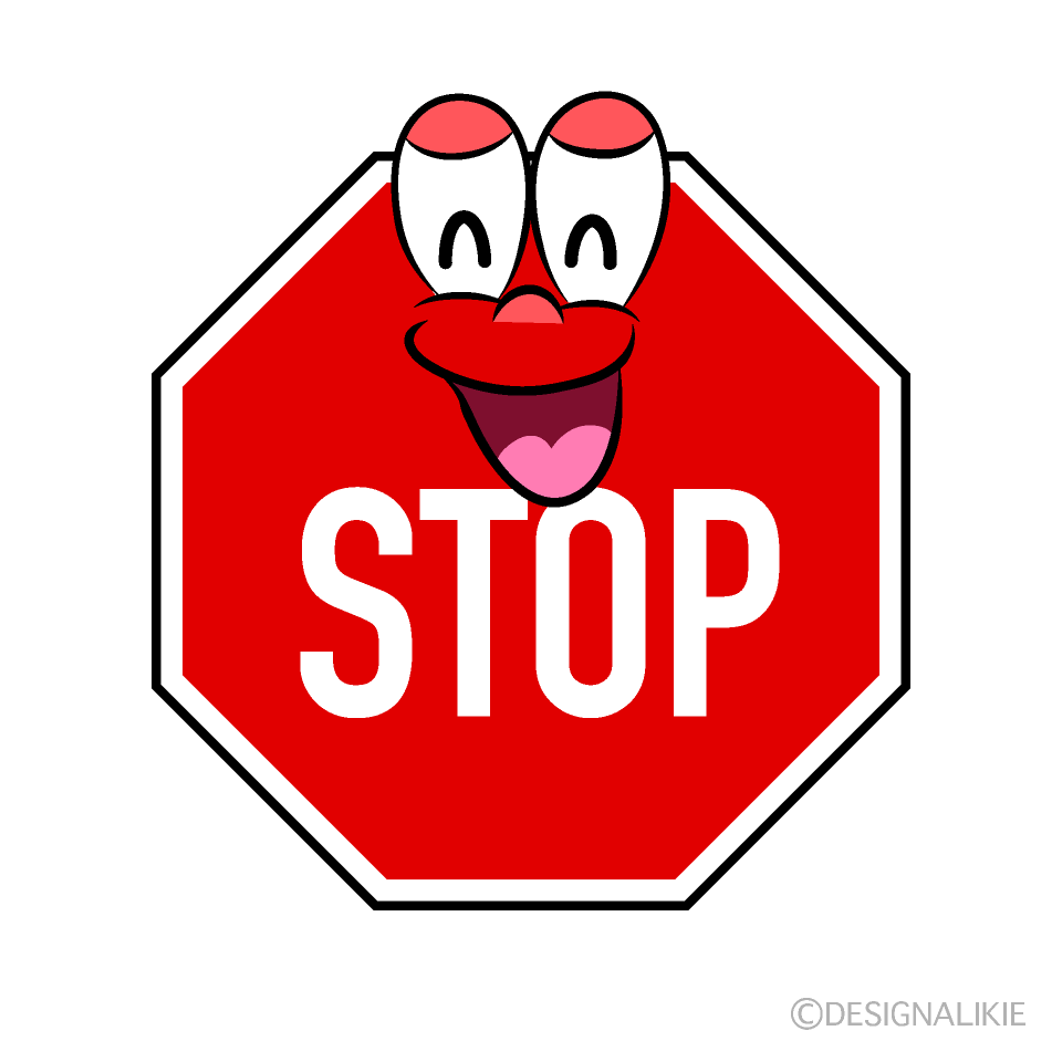 Smiling Stop Sign Cartoon Character Image