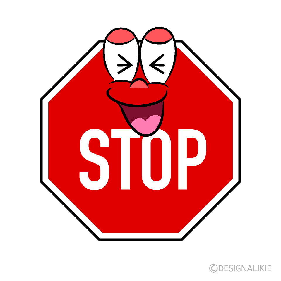 Laughing Stop Sign Cartoon Character Image