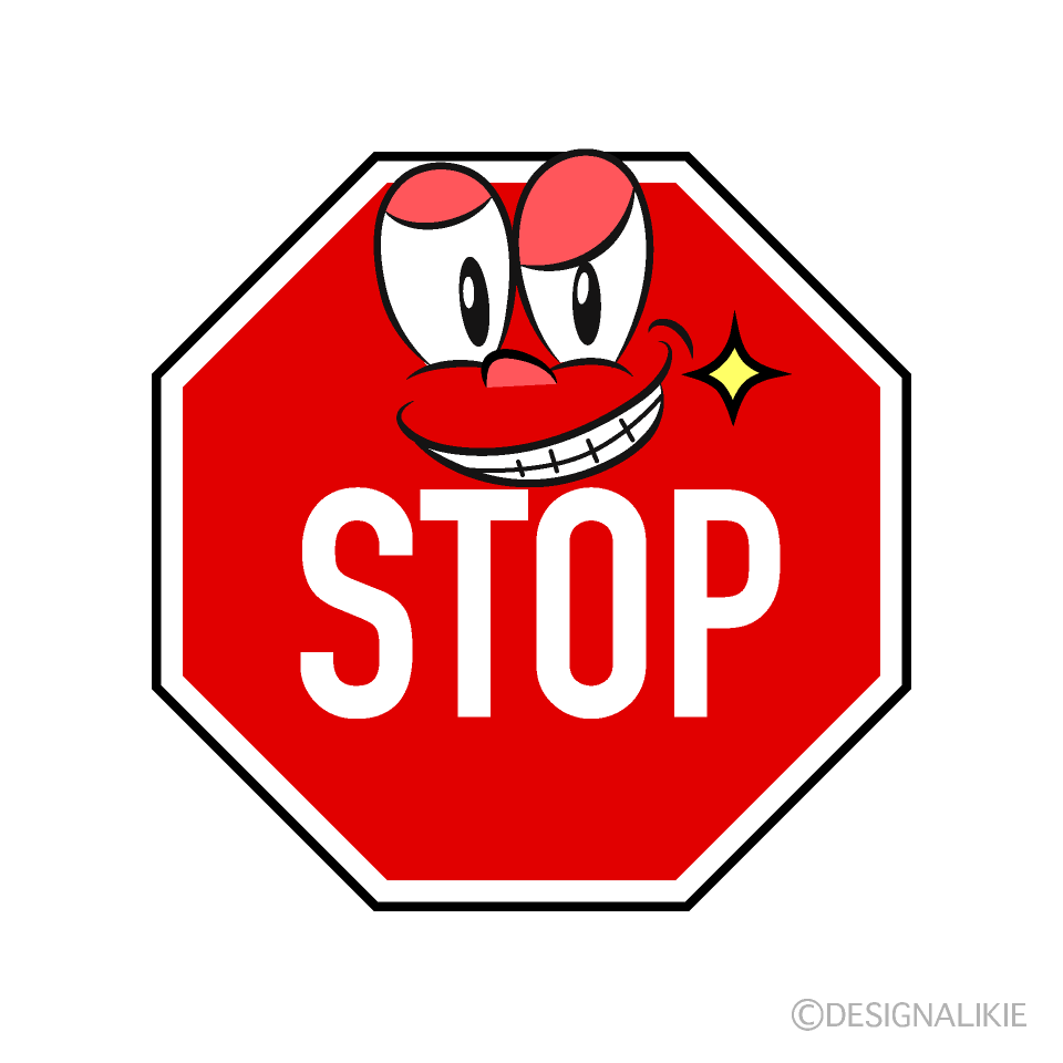 Grinning Stop Sign Cartoon Character Image