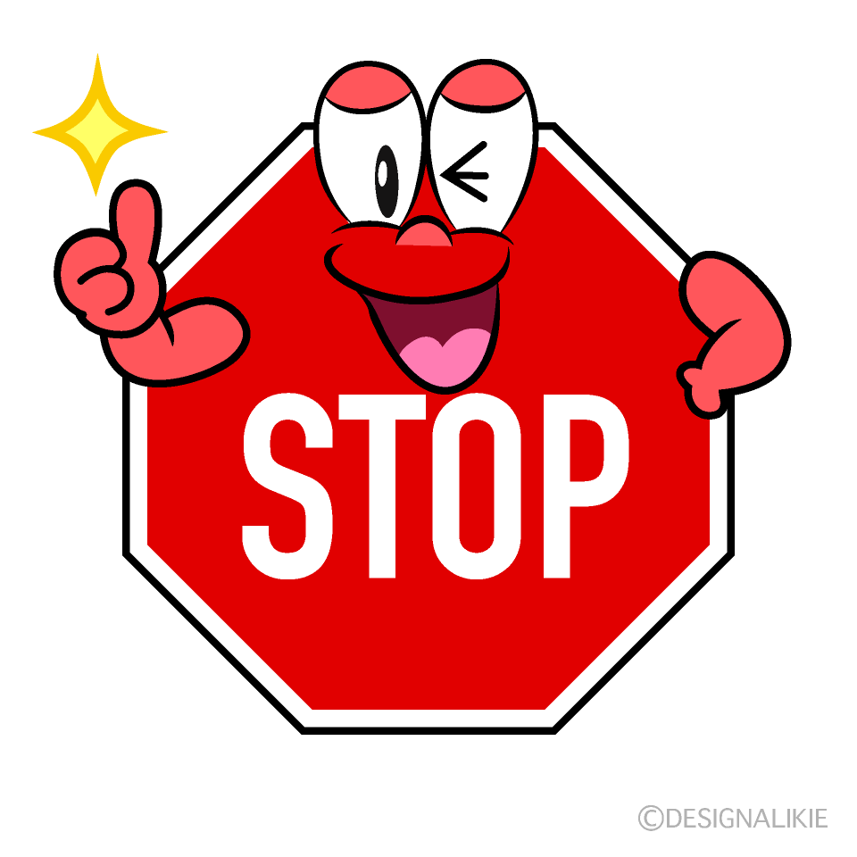 Thumbs up Stop Sign Cartoon Character Image