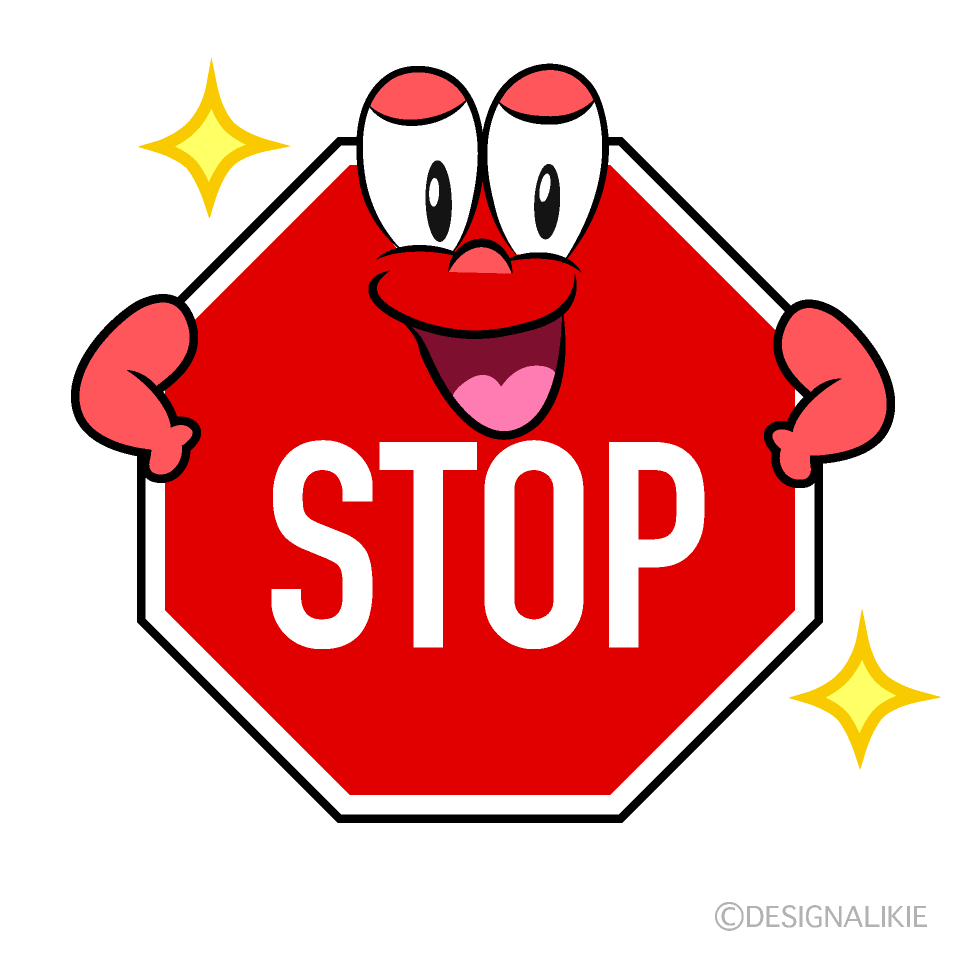 Glitter Stop Sign Cartoon Character Image