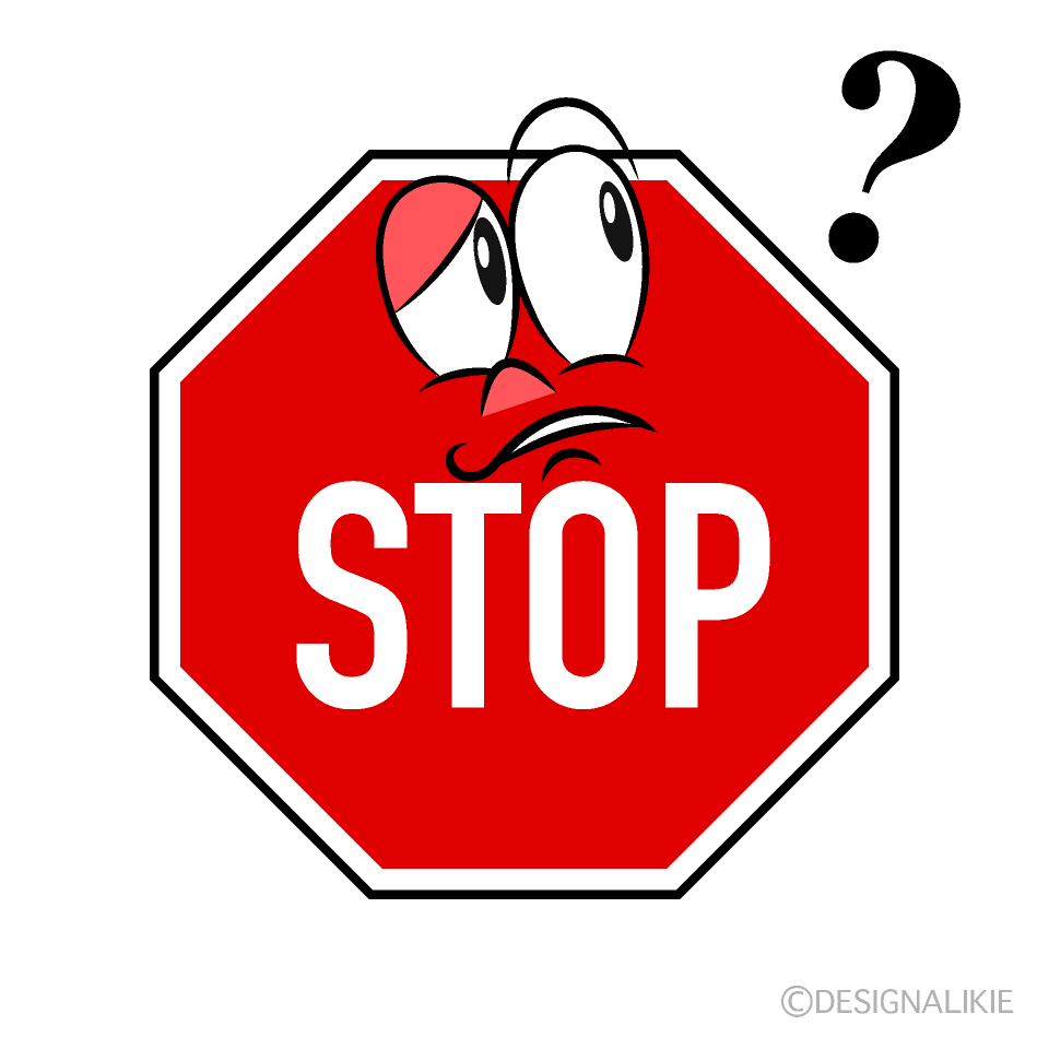 Thinking Stop Sign Cartoon Character Image