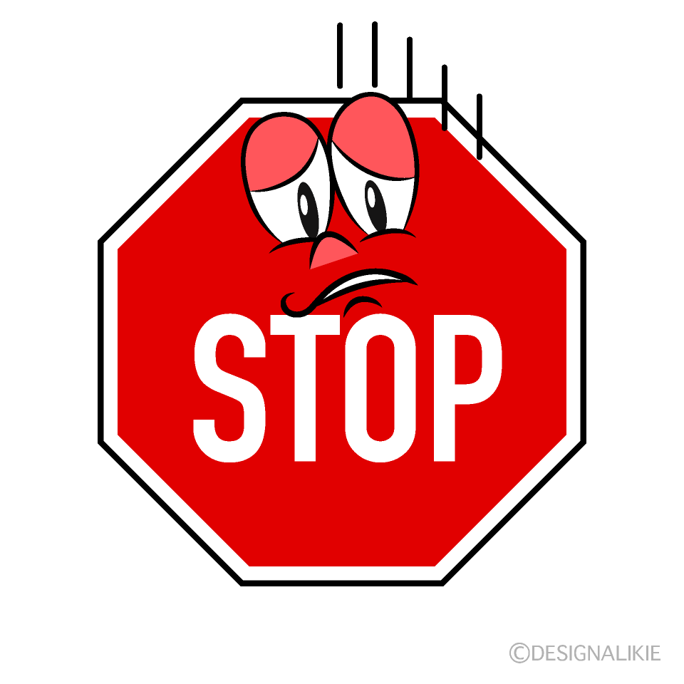 Depressed Stop Sign Cartoon Character Image