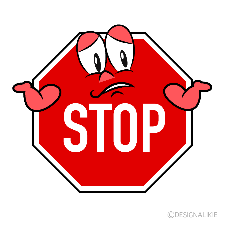 Troubled Stop Sign Cartoon Character Image