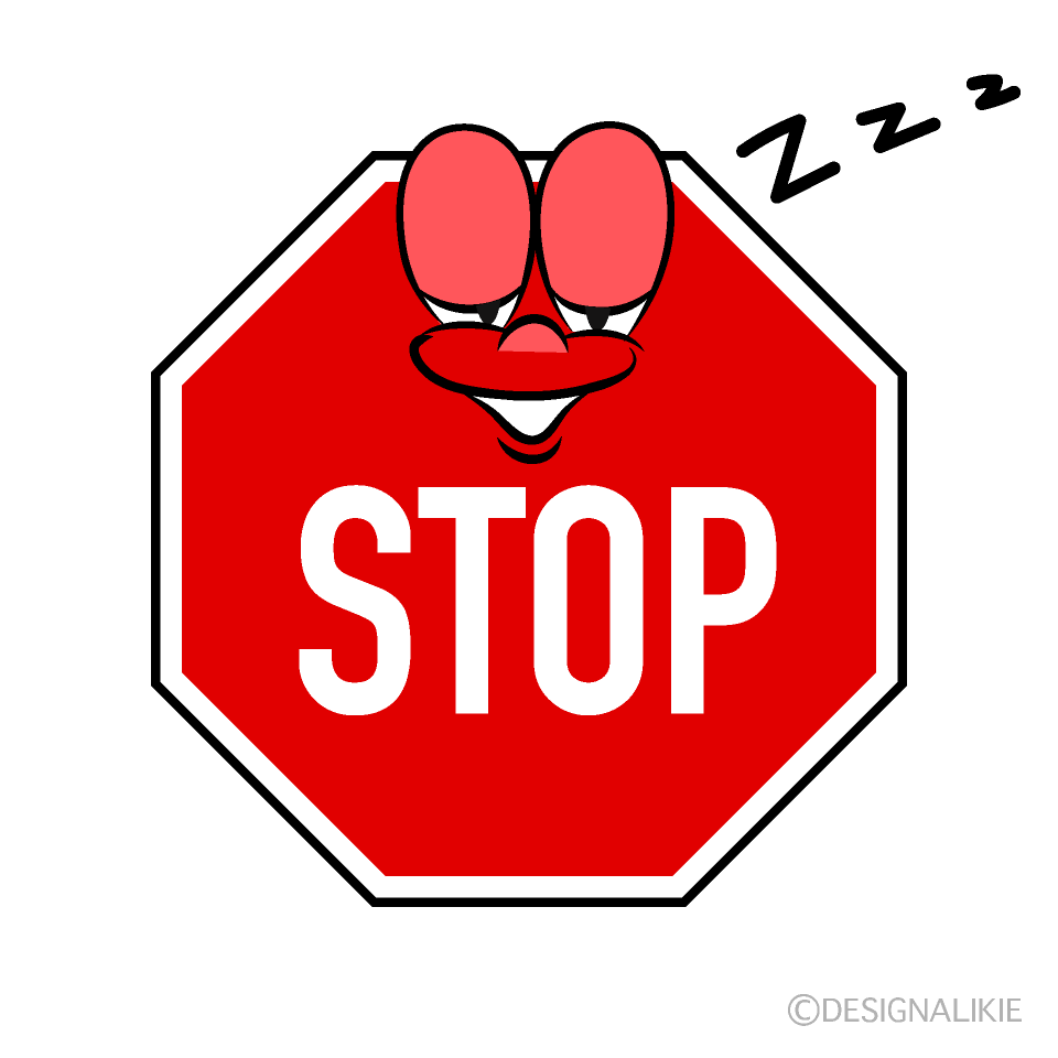 Sleeping Stop Sign Cartoon Character Image