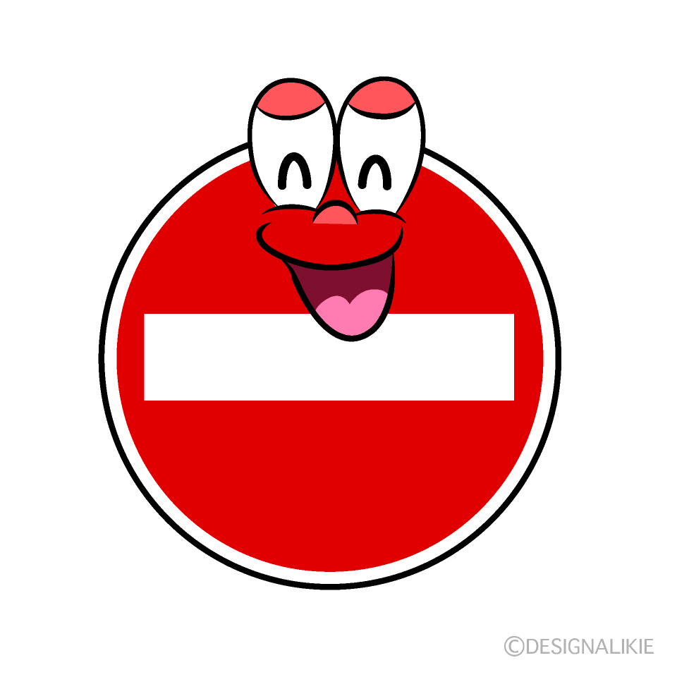 Smiling No Entry Cartoon Character Image