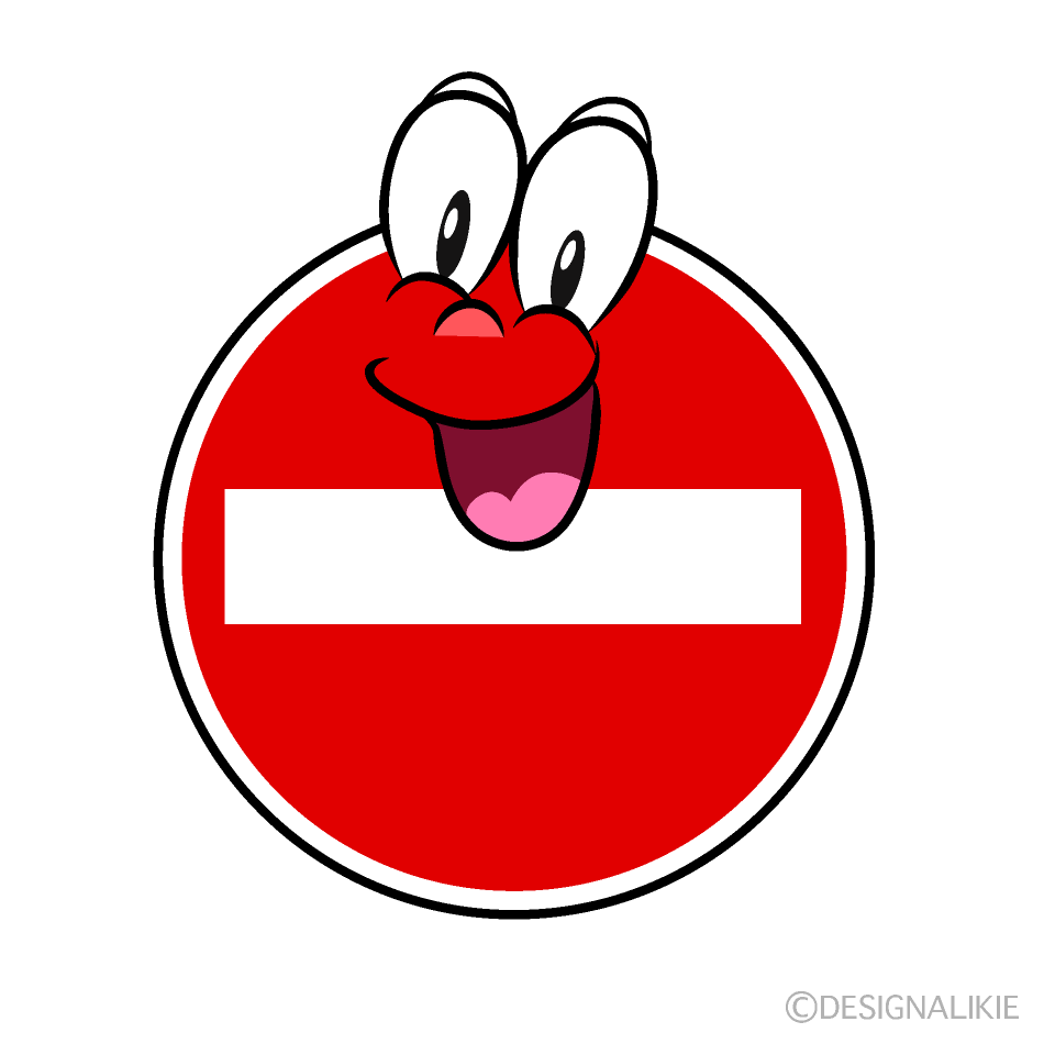 Surprising No Entry Cartoon Character Image