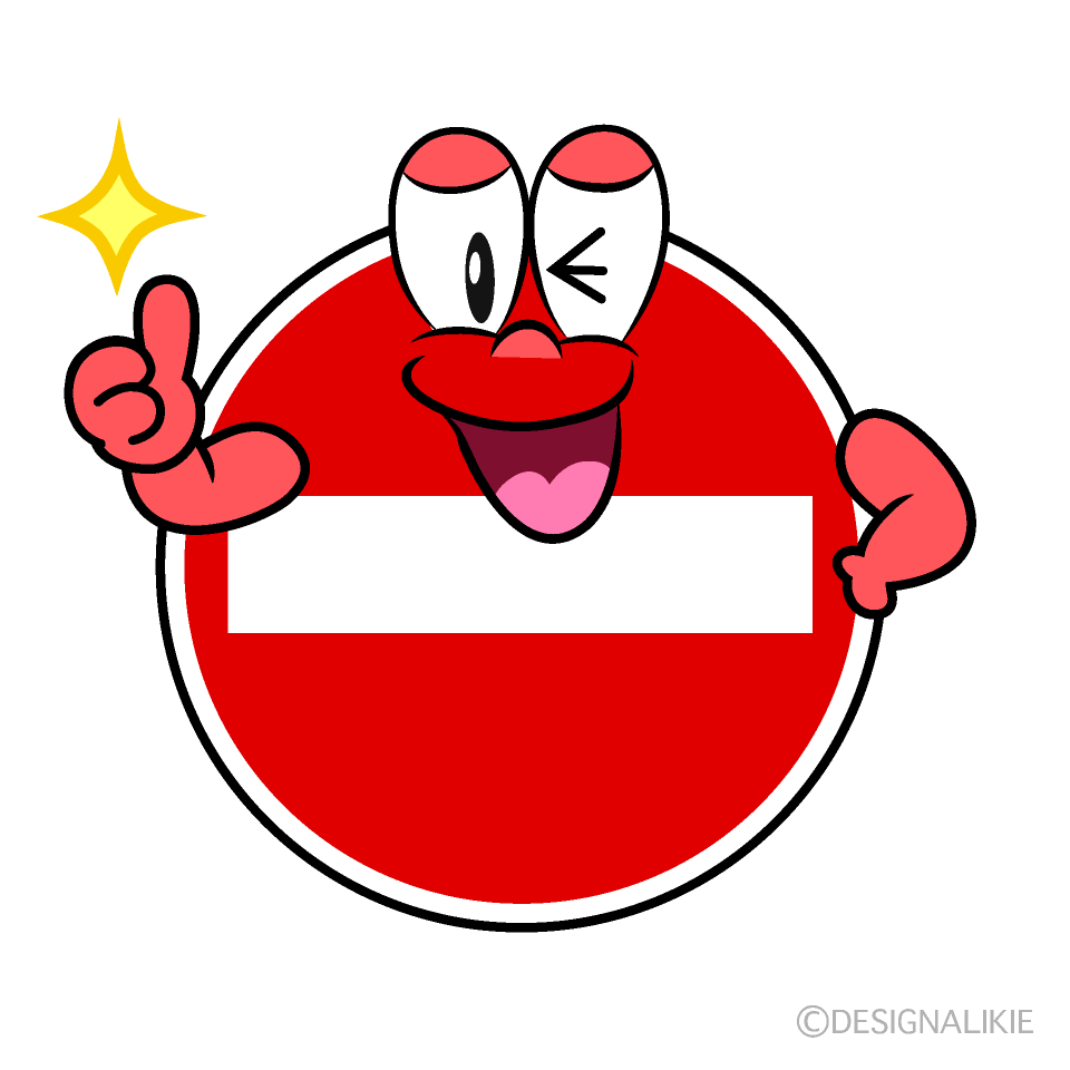 Thumbs up No Entry Cartoon Character Image