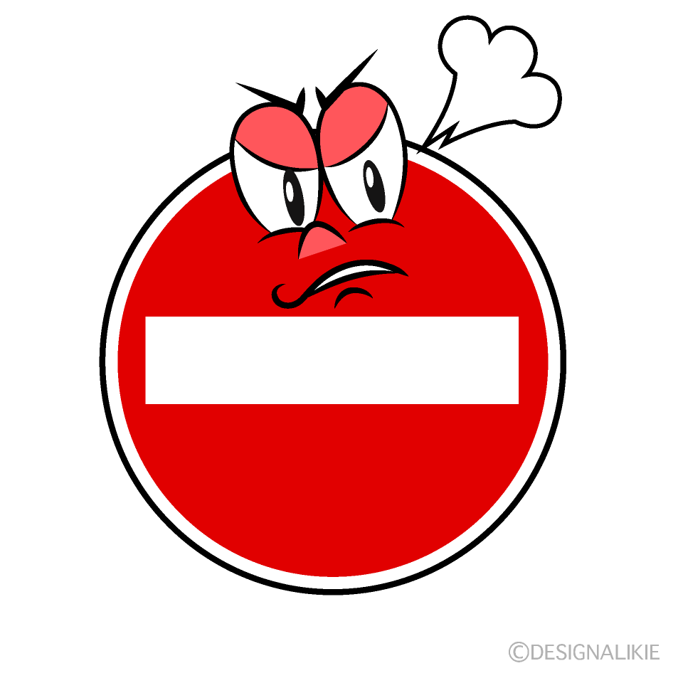 Angry No Entry Cartoon Character Image