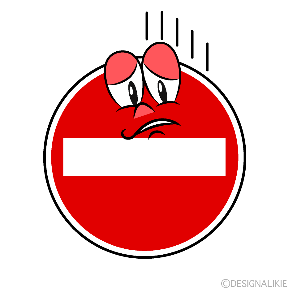 Depressed No Entry Cartoon Character Image