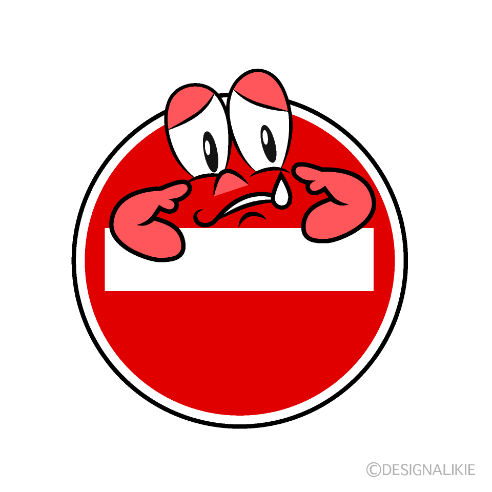 Sad No Entry Cartoon Character Image