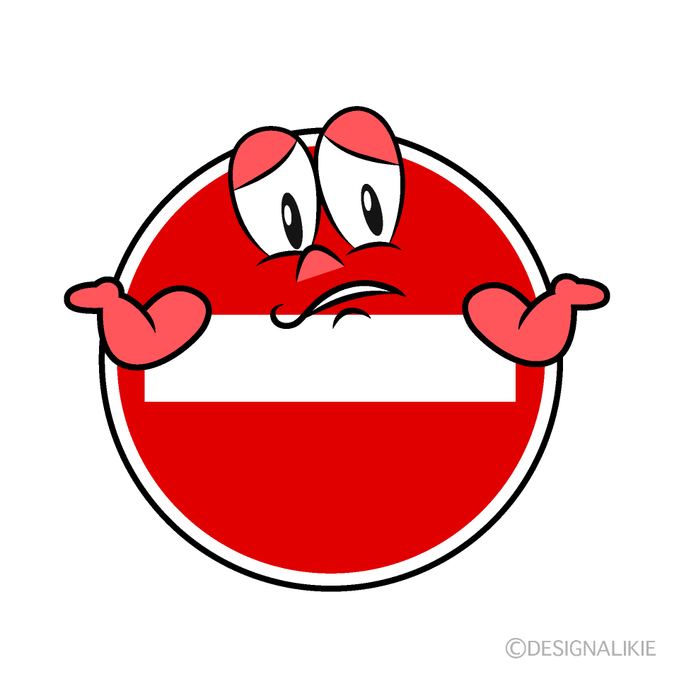 Troubled No Entry Cartoon Character Image