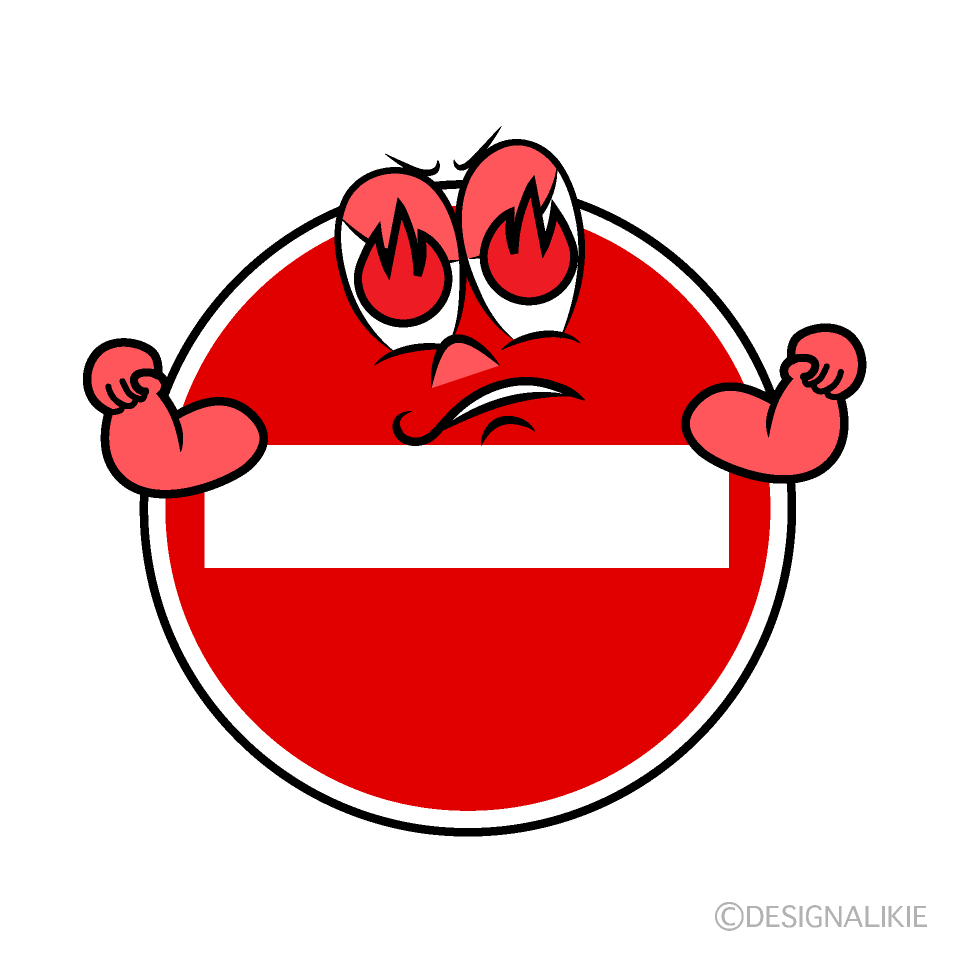 Enthusiasm No Entry Cartoon Character Image