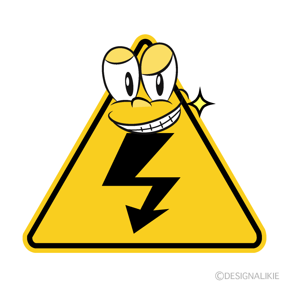 Grinning High Voltage Cartoon Character Image