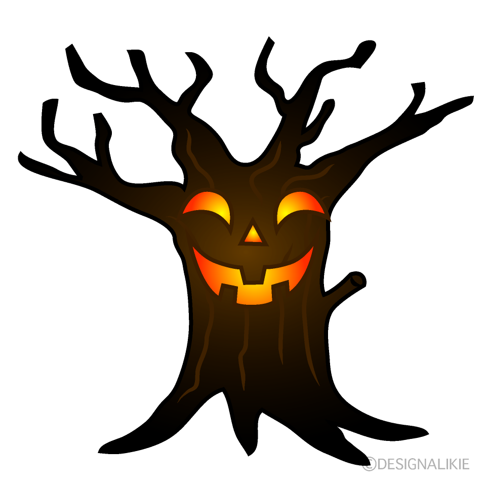 Smiling Spooky Tree Cartoon Character Image