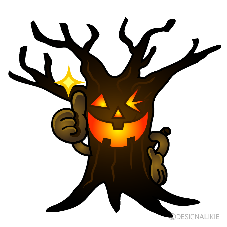 Thumbs up Spooky Tree Cartoon Character Image