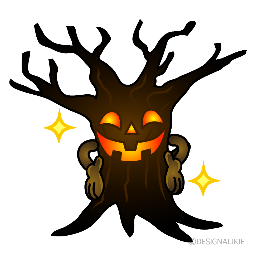 Glitter Spooky Tree Cartoon Character Image