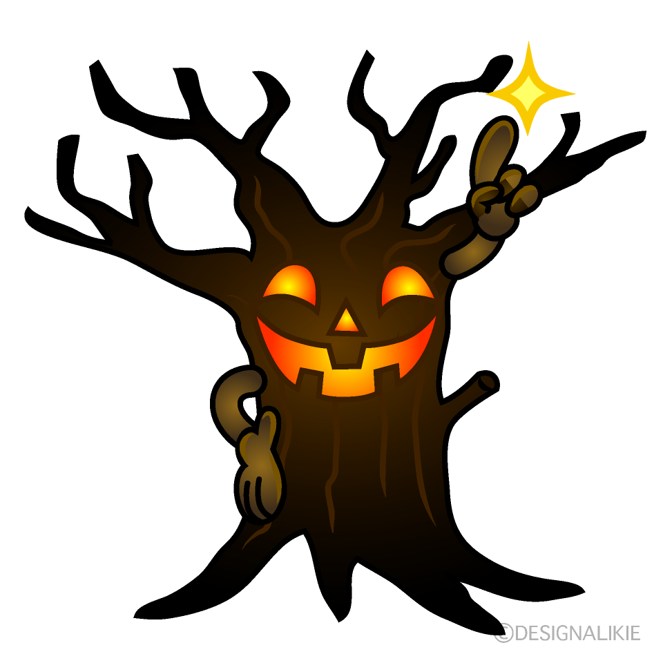 Posing Spooky Tree Cartoon Character Image