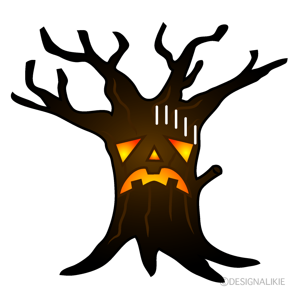 Depressed Spooky Tree Cartoon Character Image