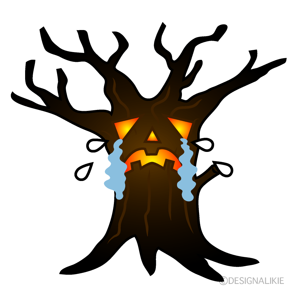 Crying Spooky Tree Cartoon Character Image