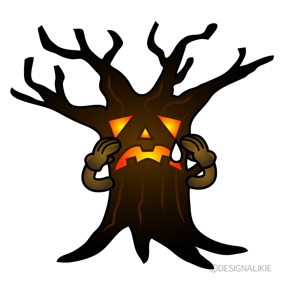 Sad Spooky Tree Cartoon Character Image