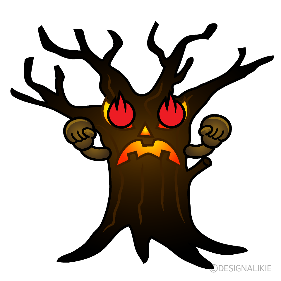 Enthusiasm Spooky Tree Cartoon Character Image