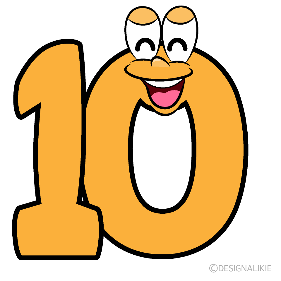 Smiling Number 10 Cartoon Character Image