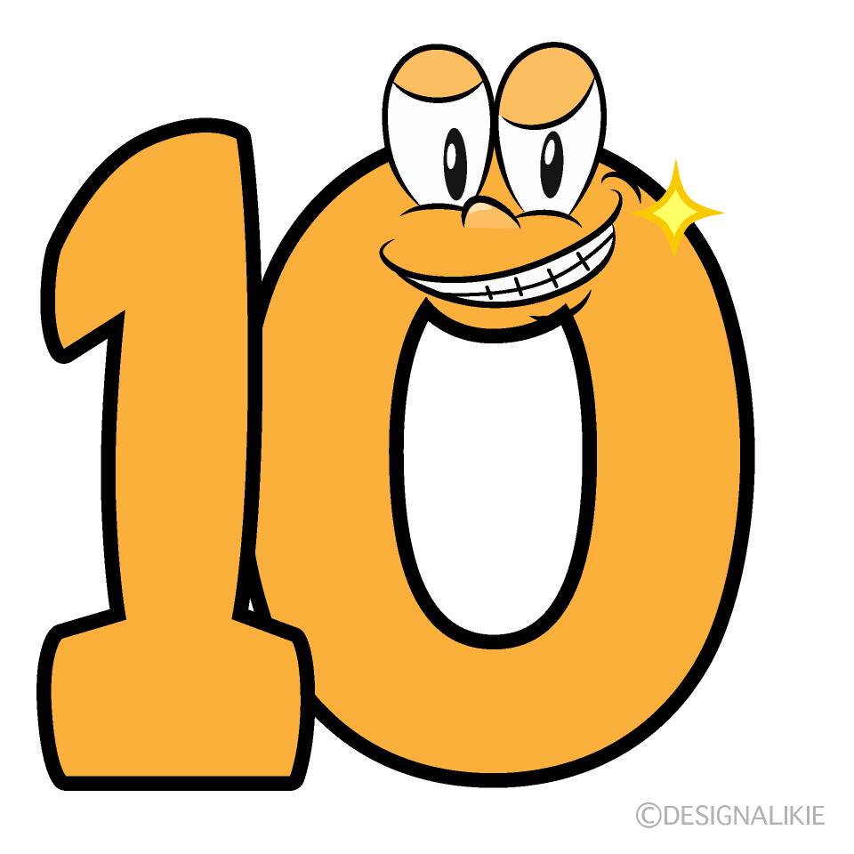 Grinning Number 10 Cartoon Character Image