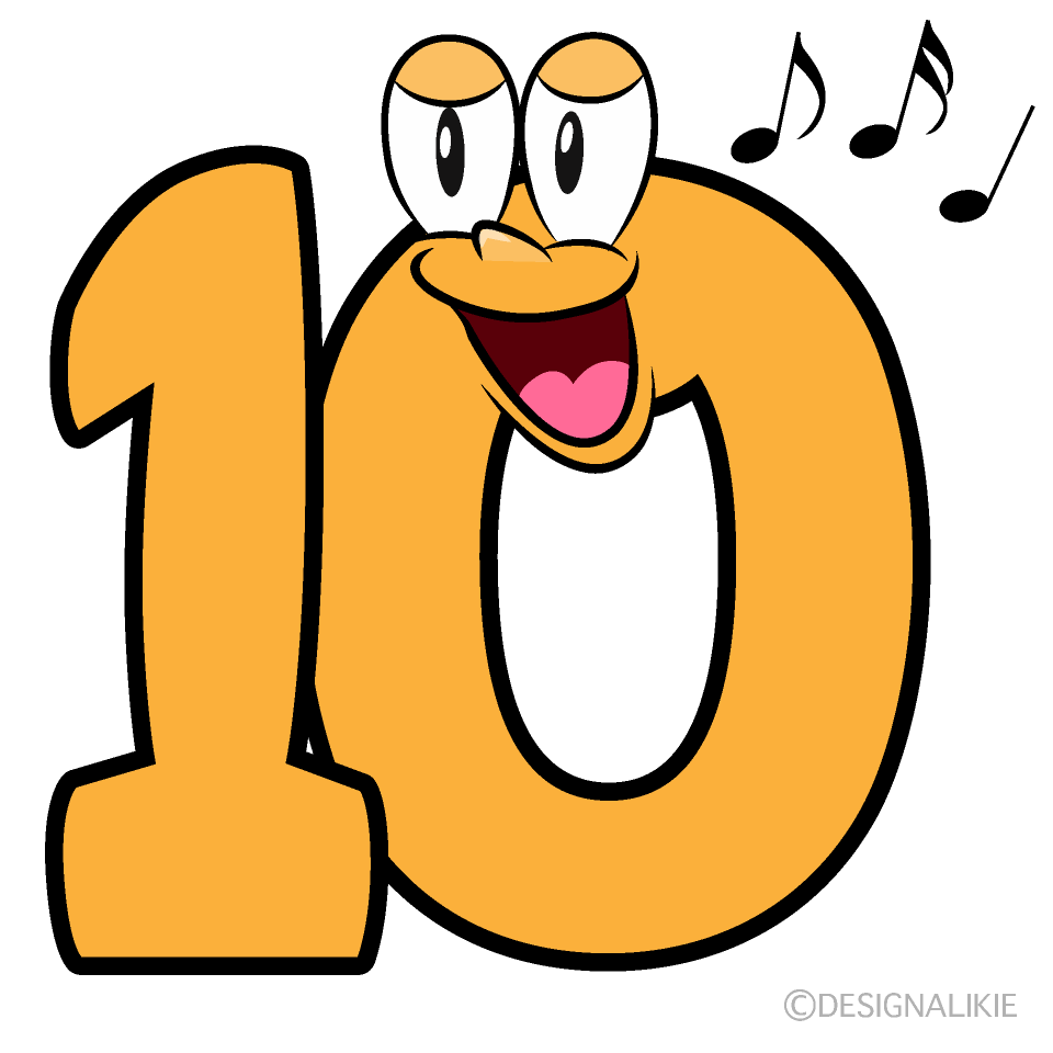 Singing Number 10 Cartoon Character Image